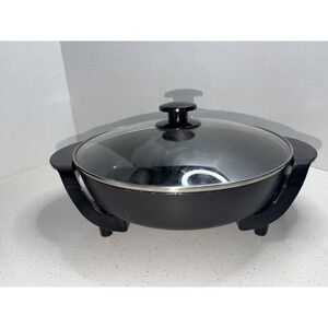 Walmart Electric Skillet Model 100002062 Black 12 Inch Round 1200W Glass Lid